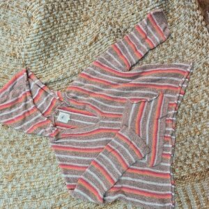 Rip Curl Striped Pullover Sweater - Pink, Gray, White